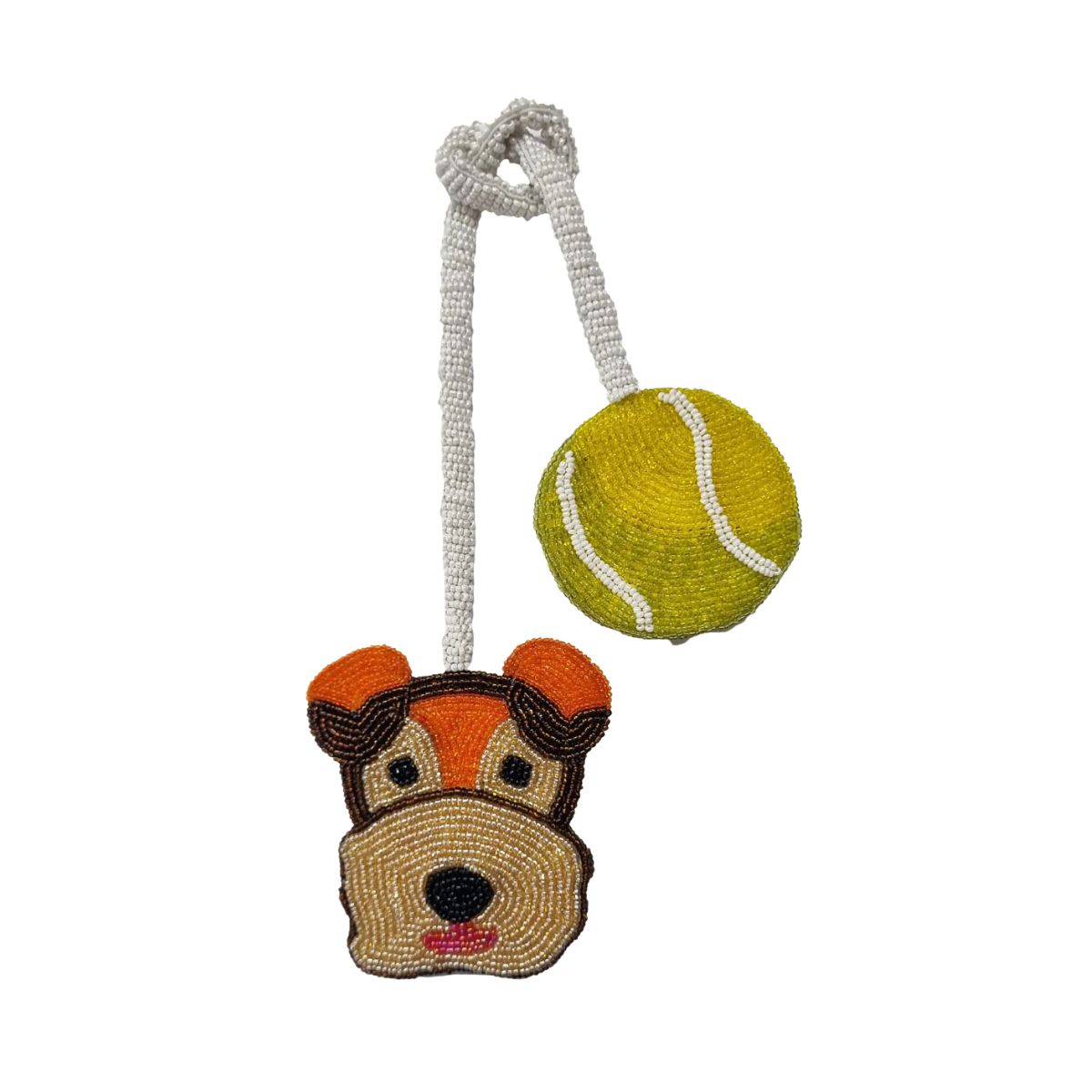 24 Beaded Bag Charm - Dog And Ball - Image 1