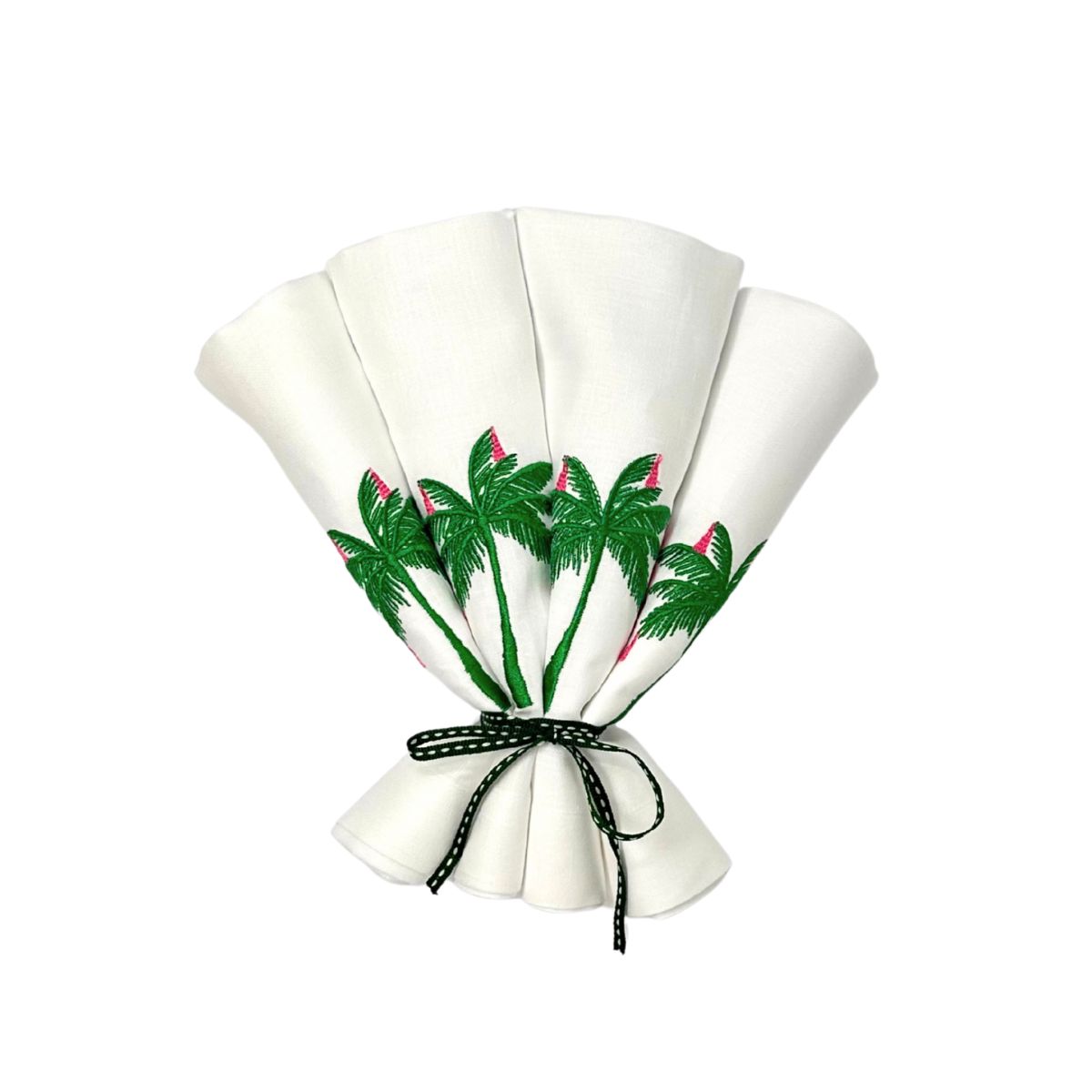 1 Palm Fiesta White Linen Napkins, Set of 4 - Image 1