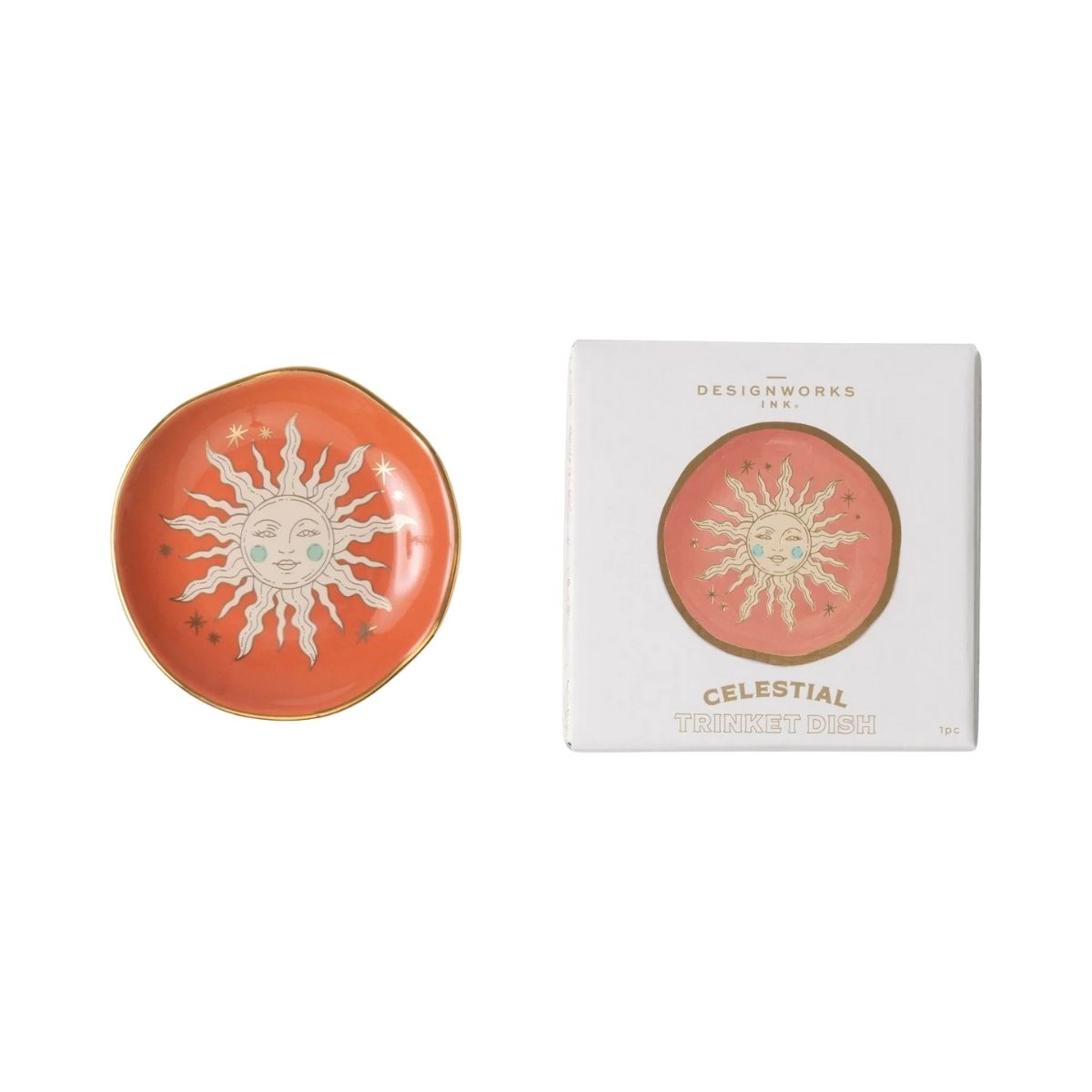188 Celestial Ceramic Trinket Dish - Terracotta Sun - Image 1