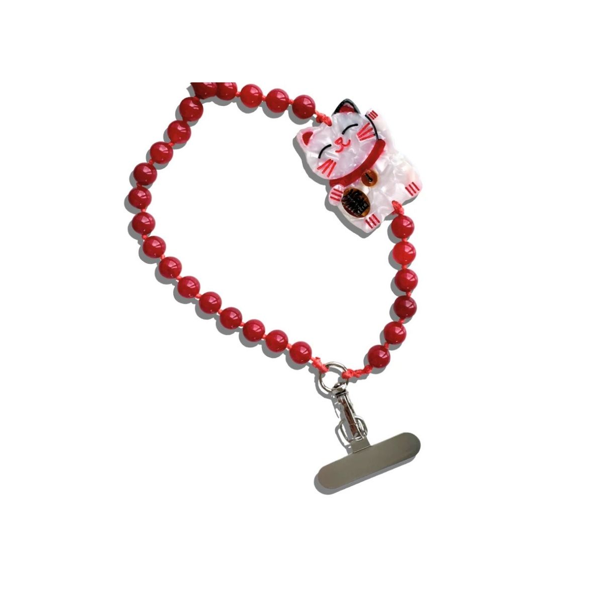 20 Hand-Painted Lucky Cat Gemstone Bracelet Phone Chain - Image 1
