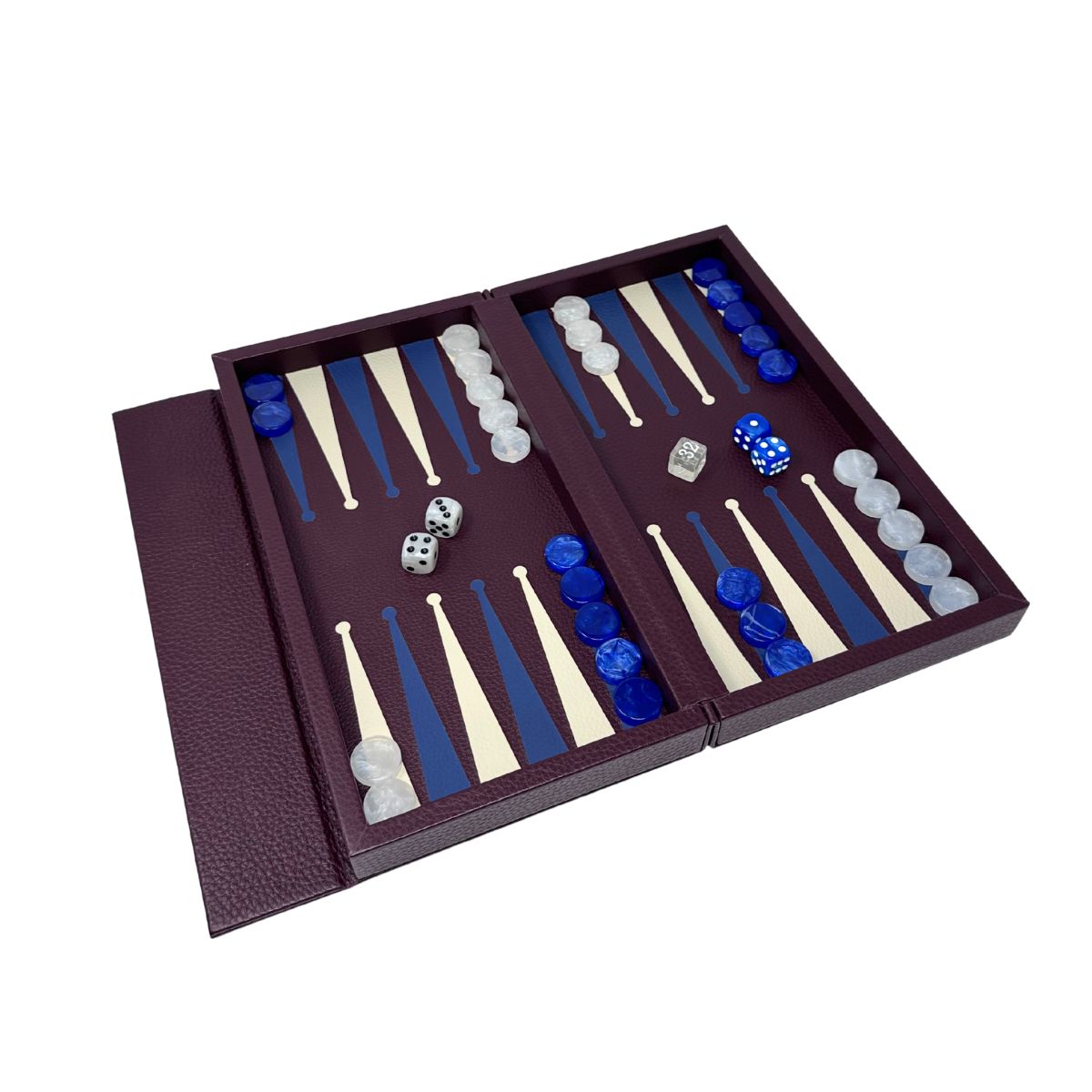27 Leather Booklet Backgammon - Burgundy - Image 1
