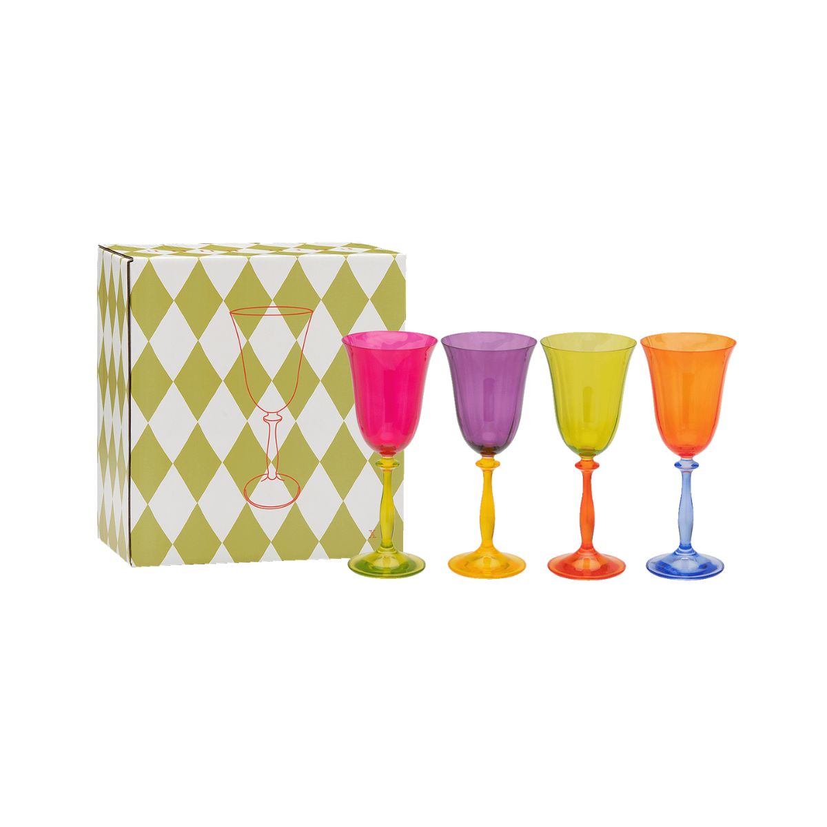 180 Multicoloured Optic Wine Glass Set Of 4 - Image 1
