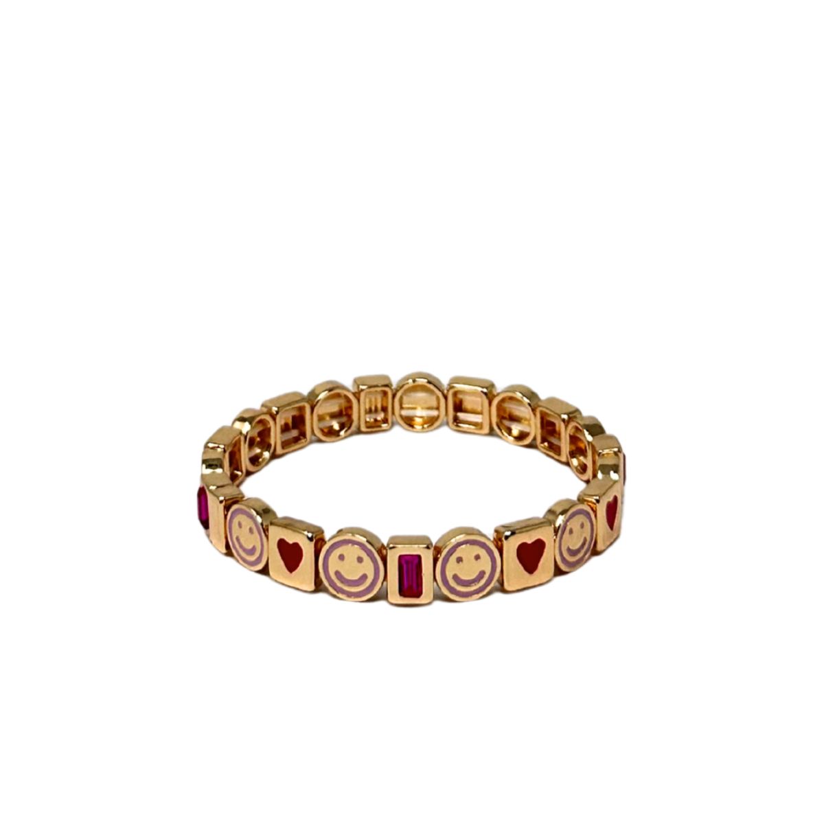 131 Mamacita Smiley/Heart Tile Bracelet,Gold - Image 1