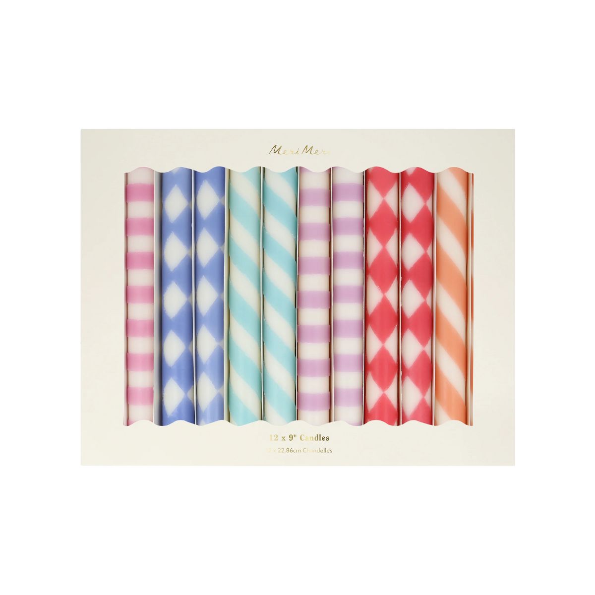 9 Meri Meri Patterned Table Candles - Image 1