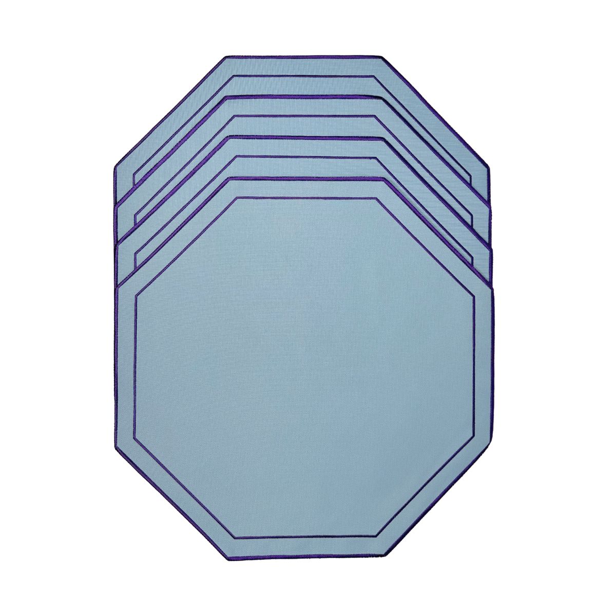 54 Octagon Waterproof Placemat, Turquoise & Purple (Set of 4) - Image 1