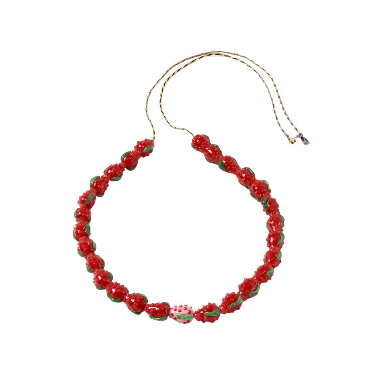16 Glass Bead Necklace/Bag Charm Multi Strawberry Red - Image 1