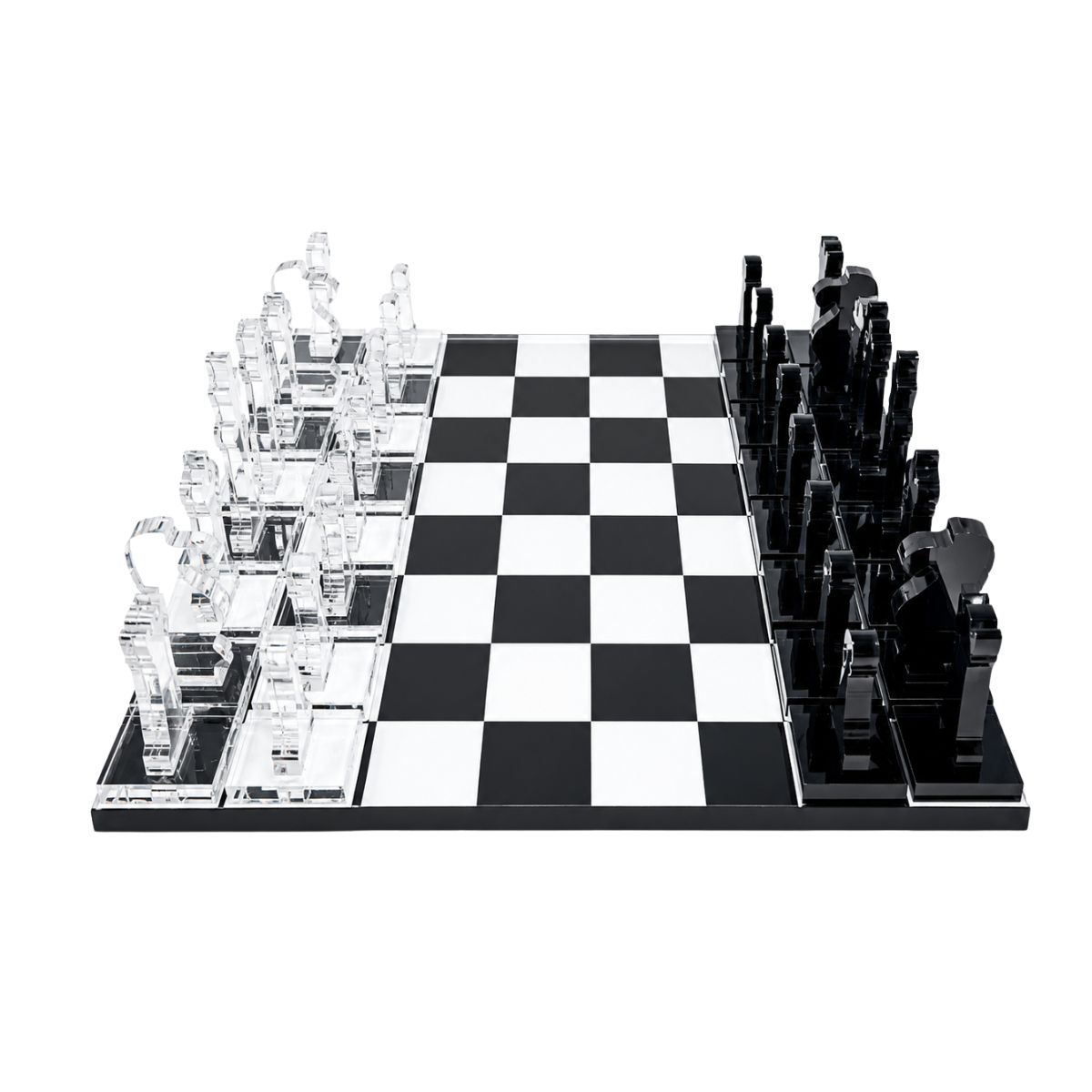2 Pixel Black And White Acrylic Chess Set - Image 1