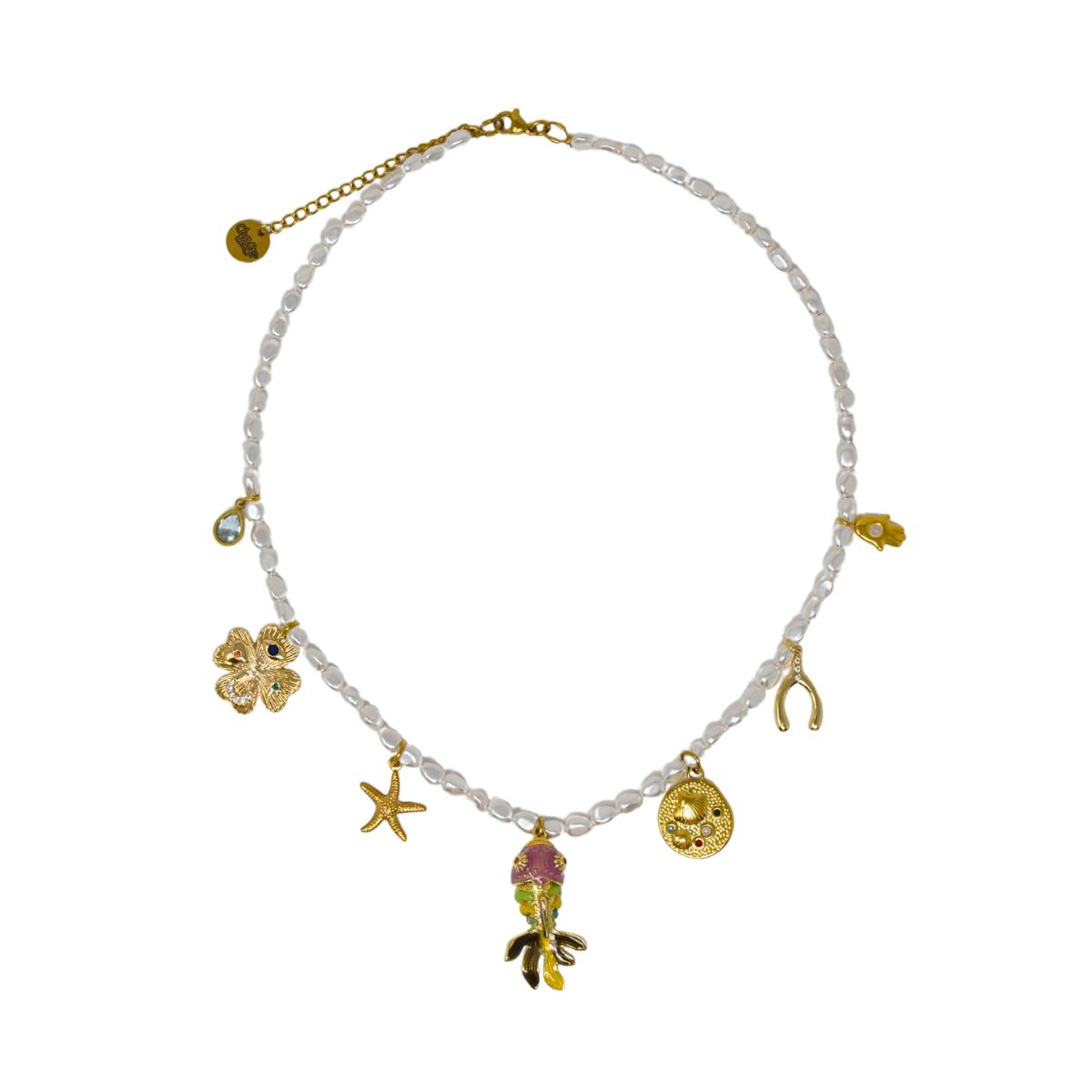 255 The Lucky Catch Pearl Charm Necklace - Image 1