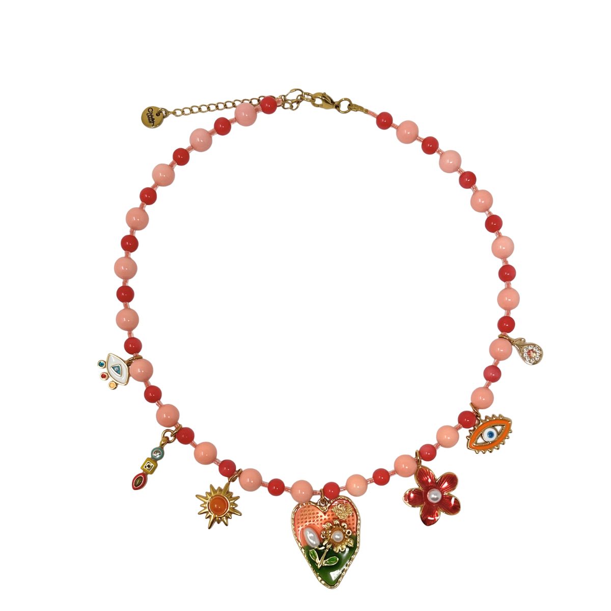 301 Coral Rose Botanica Charm Necklace - Image 1