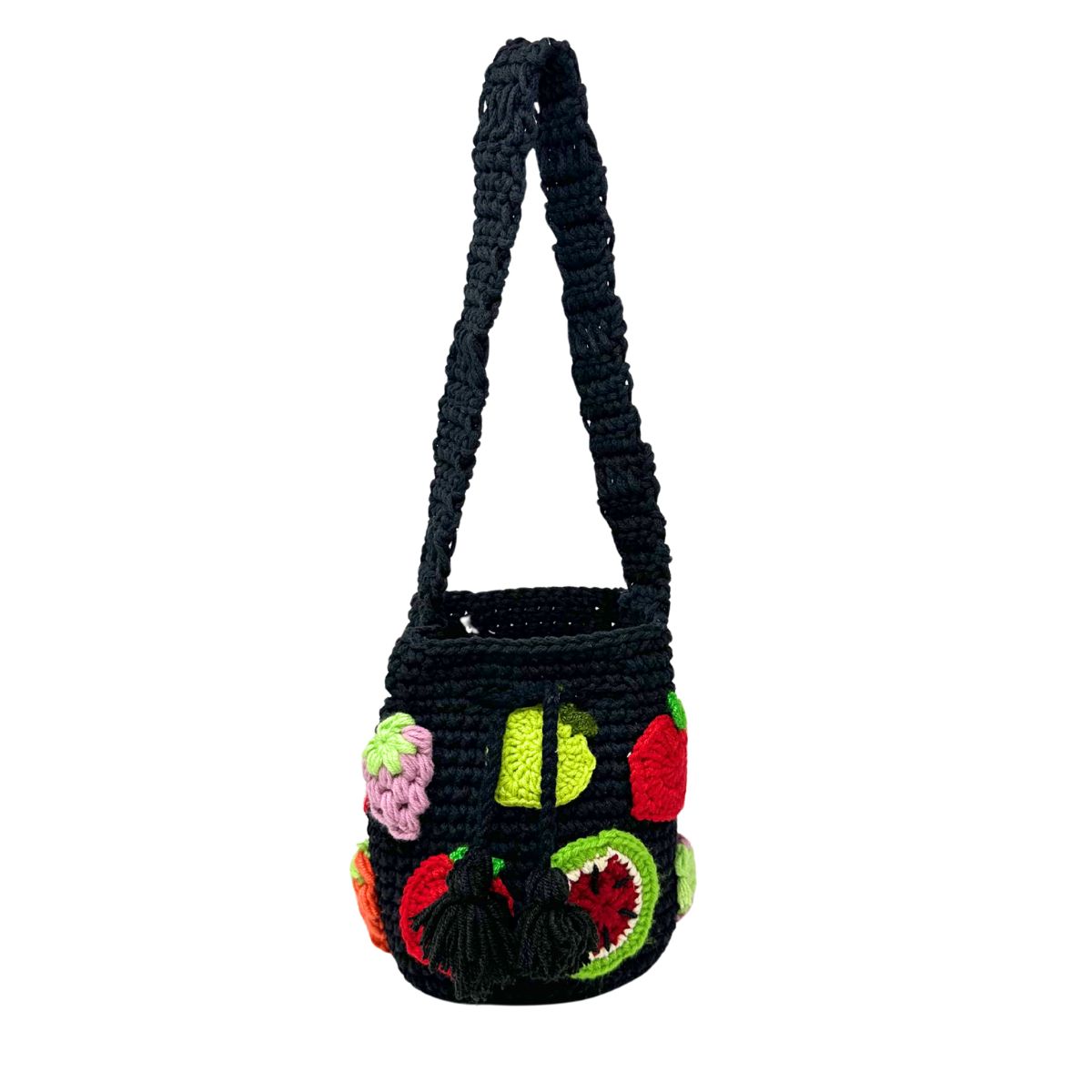 5 Bolsito Fruits Handmade Crochet Bag, Black - Image 1