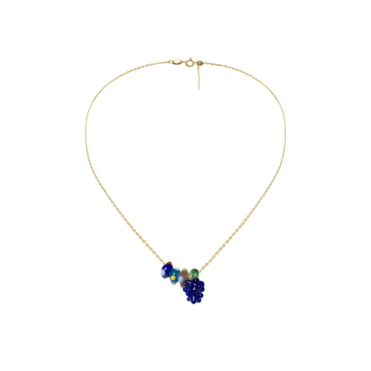 50 Blueberry Glass Bead Gold Plated Necklace - Image 1