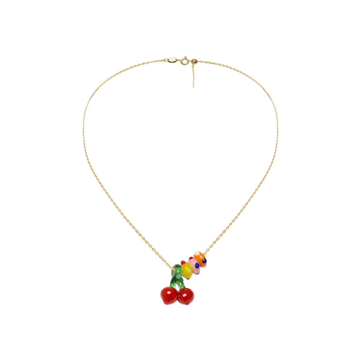 52 Cherry Glass Bead Gold Plated Necklace - Image 1