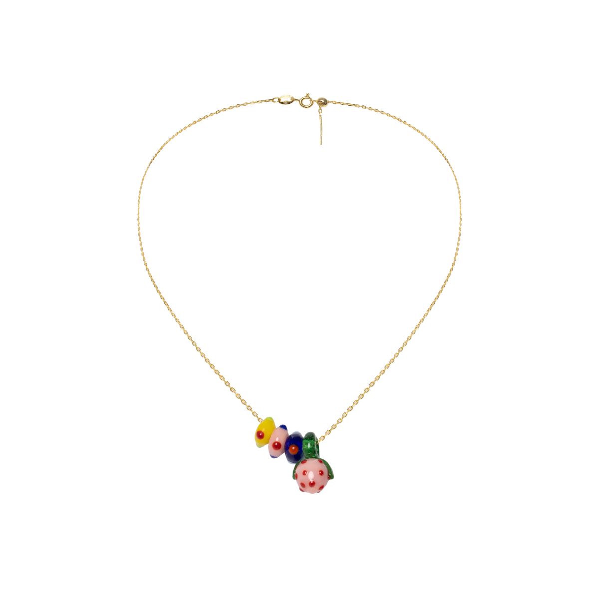 53 Strawberry Glass Bead Gold Plated Necklace - Image 1