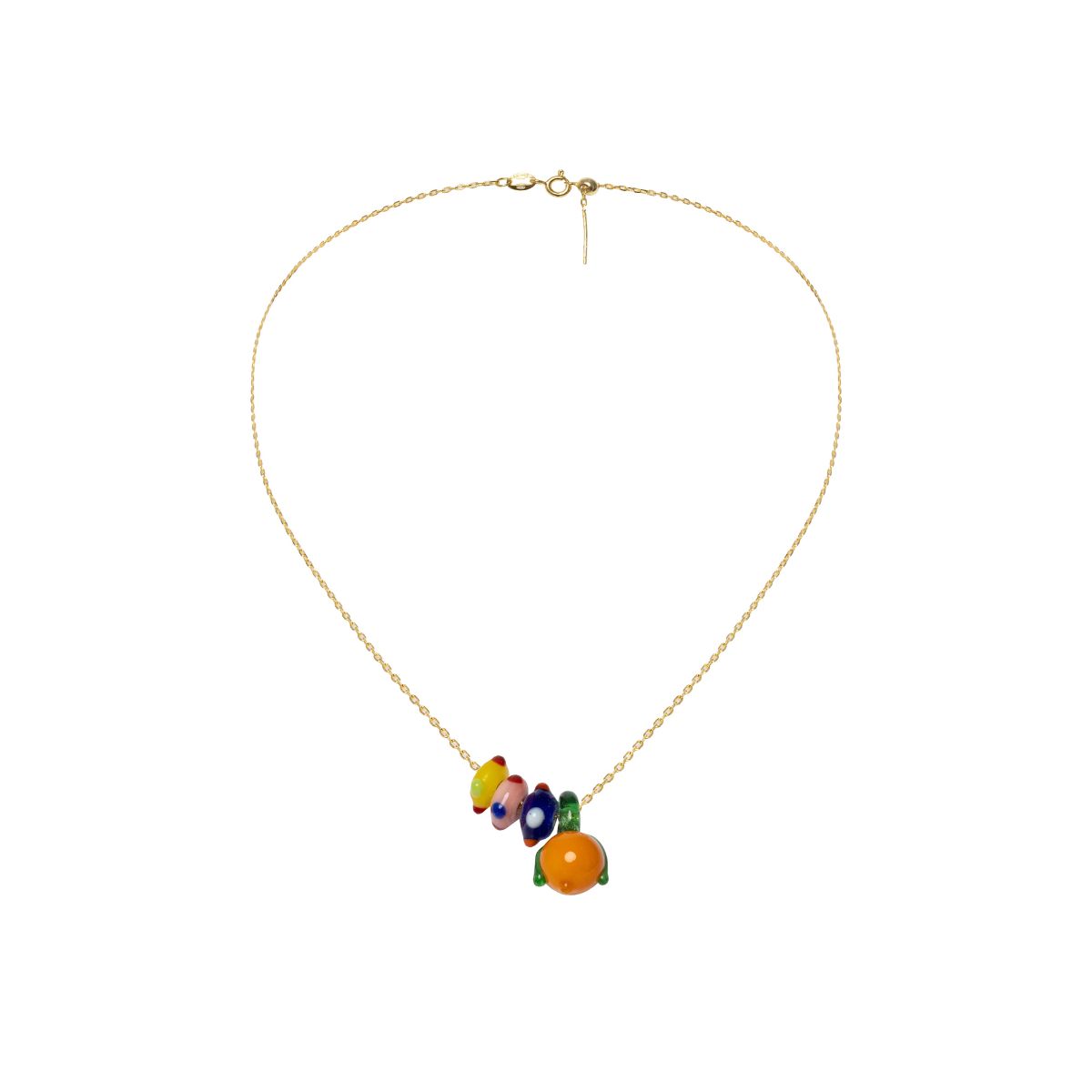 56 Orange Glass Bead Gold Plated Necklace - Image 1