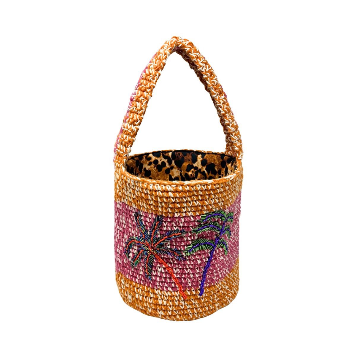 7 Palms and Pearls Handmade Crochet Bag, Orange - Image 1