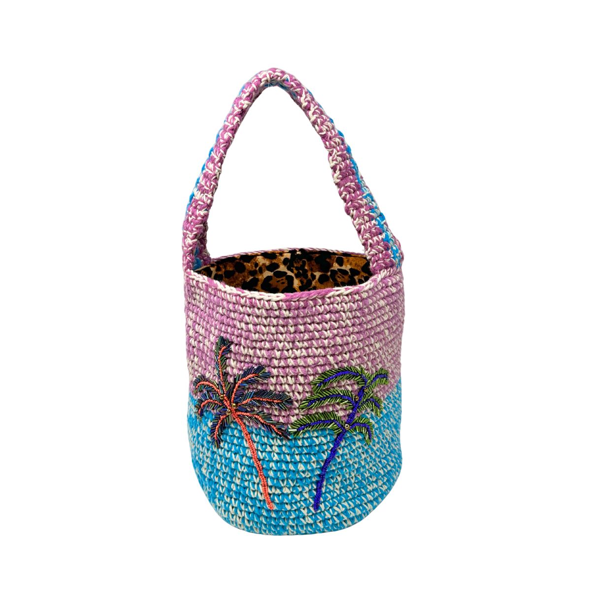 8 Palms and Pearls Handmade Crochet Bag, Purple - Image 1