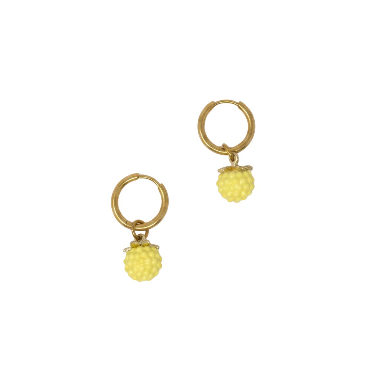 Charm Bar - Lipshop jewelry (9) Yellow Rasberry Hoop Earrings - Image 1