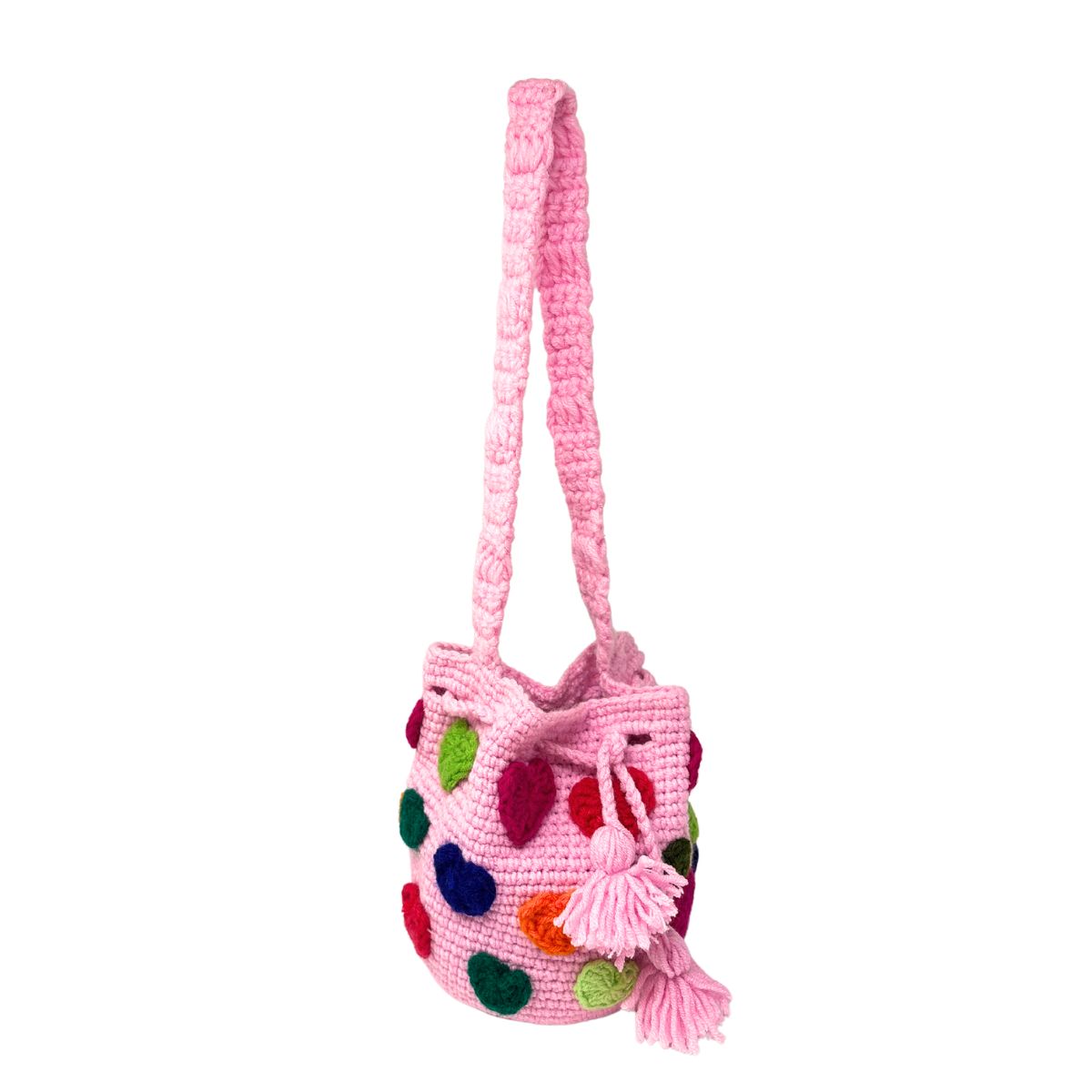 27 Bolsito Hearts Handmade Crochet Bag, Pink - Image 1