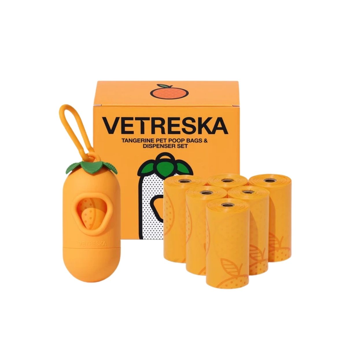 49 Vetreska Tangerine Poop Bags And Dispenser Set - Image 1