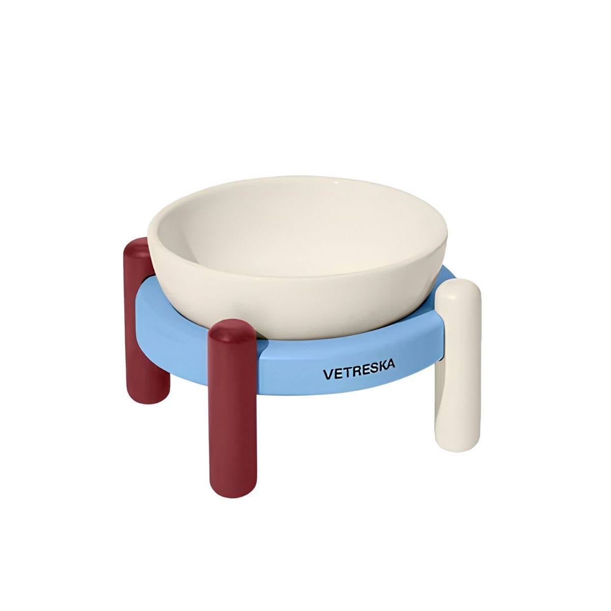 6 Vetreska Mist & Merlot Ceramic Pet Bowl And Mat Set, Small - Image 1