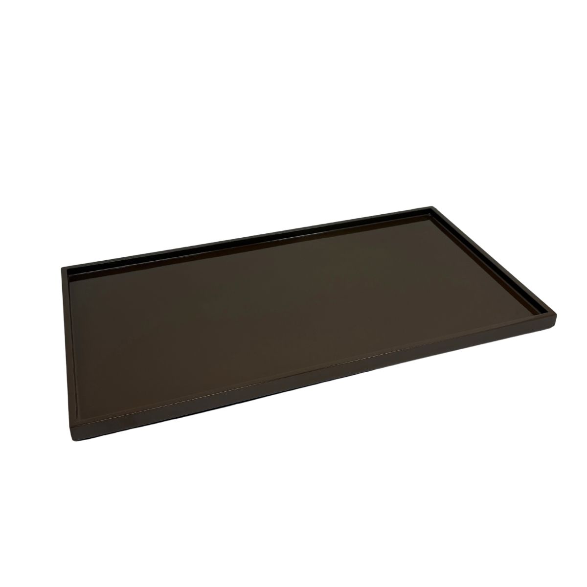 4 Glazed Silence Rectangular Tray, Cocoa - Image 1