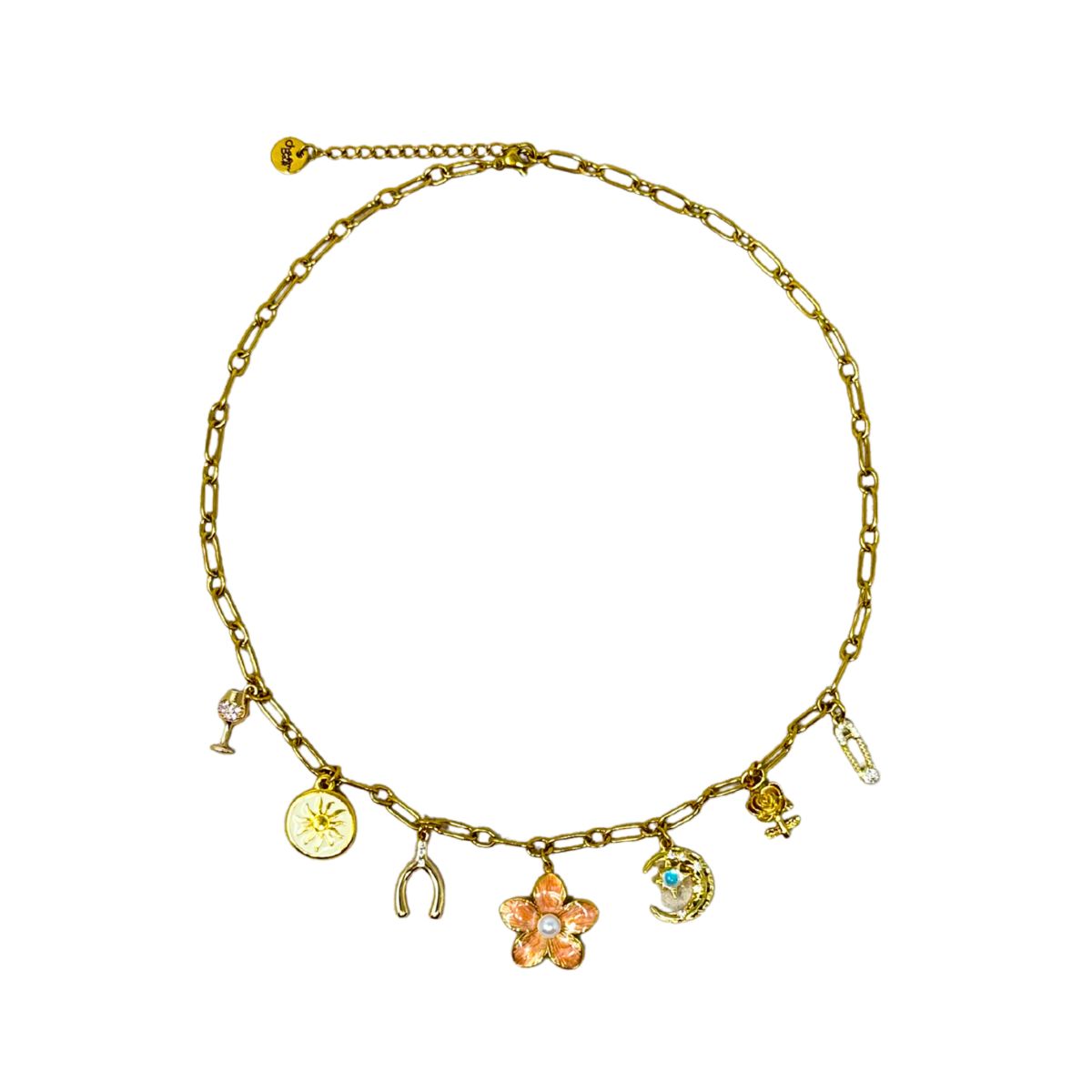 439 Golden Romance Chain Charm Necklace - Image 1