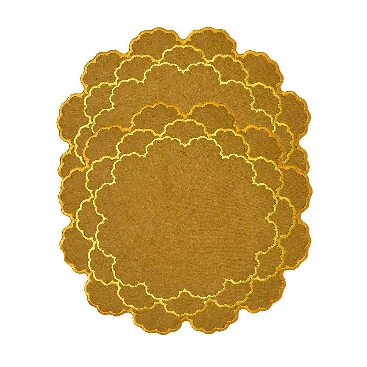 7 Linen Honey Flower Placemats Yellow Set of 2 - Image 1